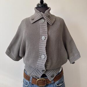 Minimalist funnel neck grey cardigan